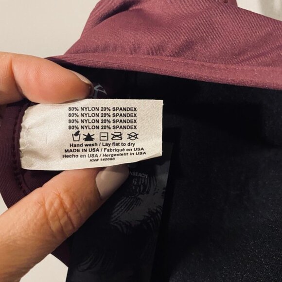 Tavik Swimwear Maroon Floral Trim Padded Beachy Bikini Top Women SZ L - Picture 10 of 11